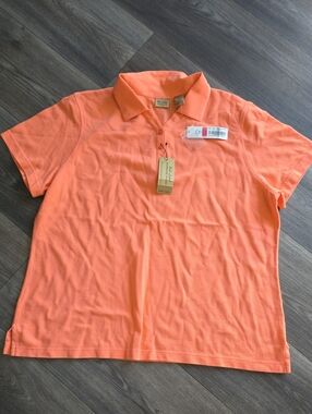 Gold Label Lightweight Polo Blouse in Coral Orange by Talbots